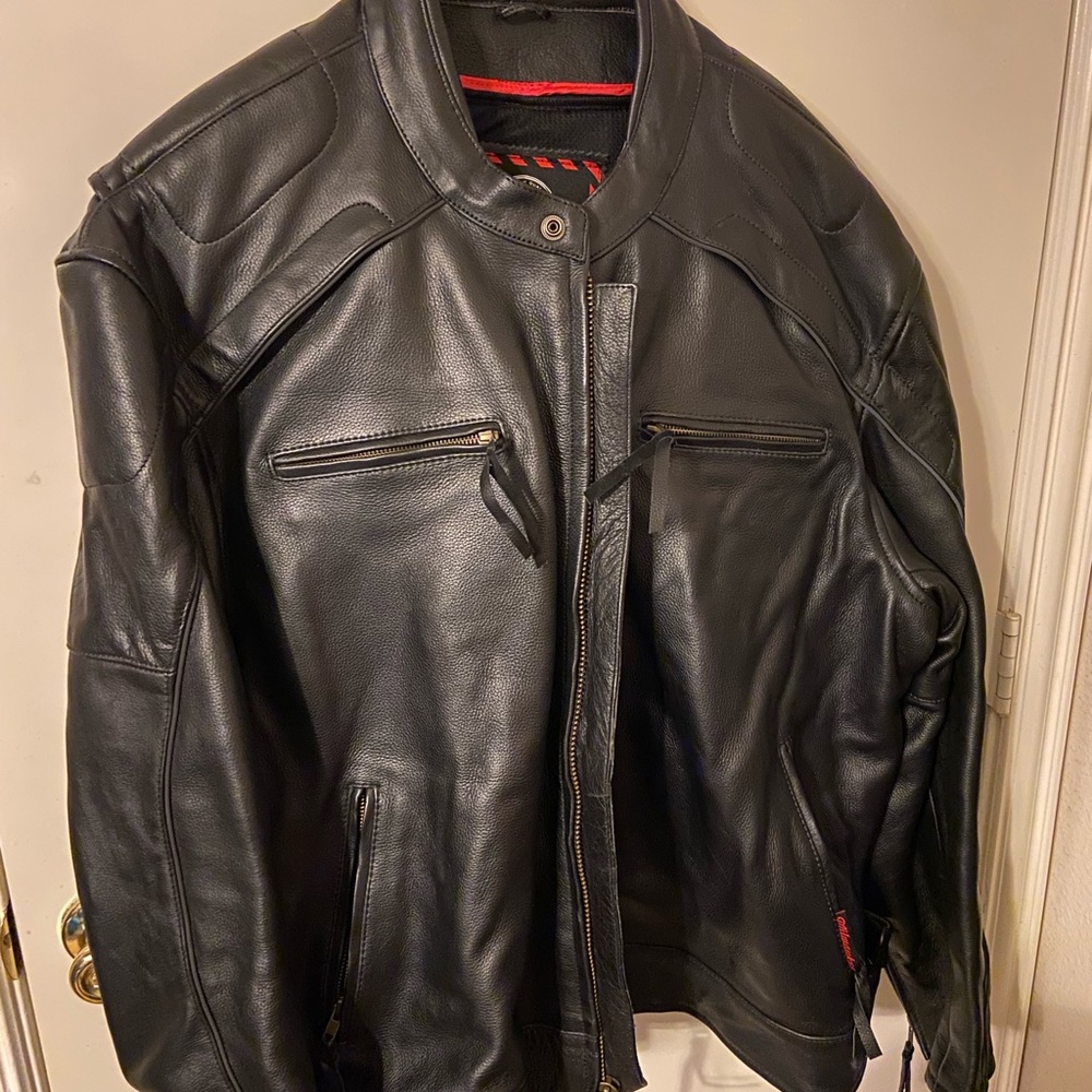 Milwaukee men’s heavy leather moto jacket 4X